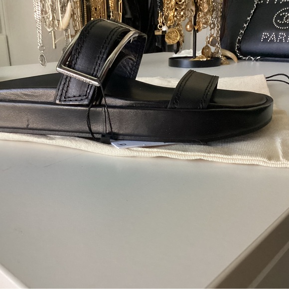 Zara SRPLS Black Slides with Silver Buckle - Picture 6 of 7